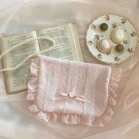 lace frill zipper pouch ②