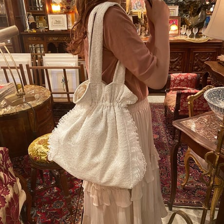 Lace drawstring tote bag