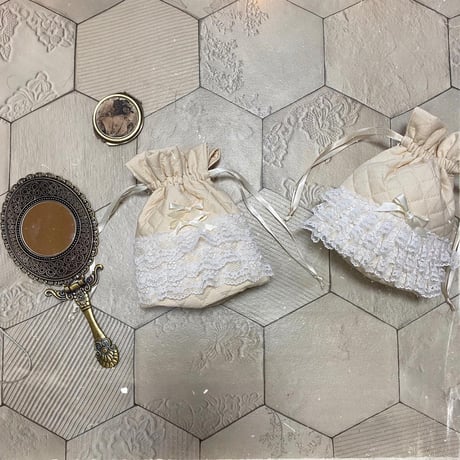 Mini lace drawstring pouch quilting ver.②