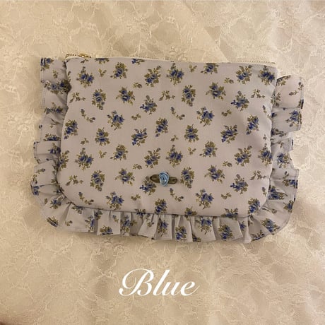 Floral frill zipper pouch
