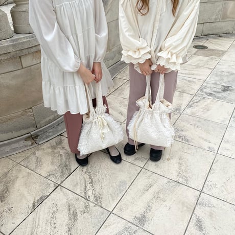 Lace drawstring tote bag
