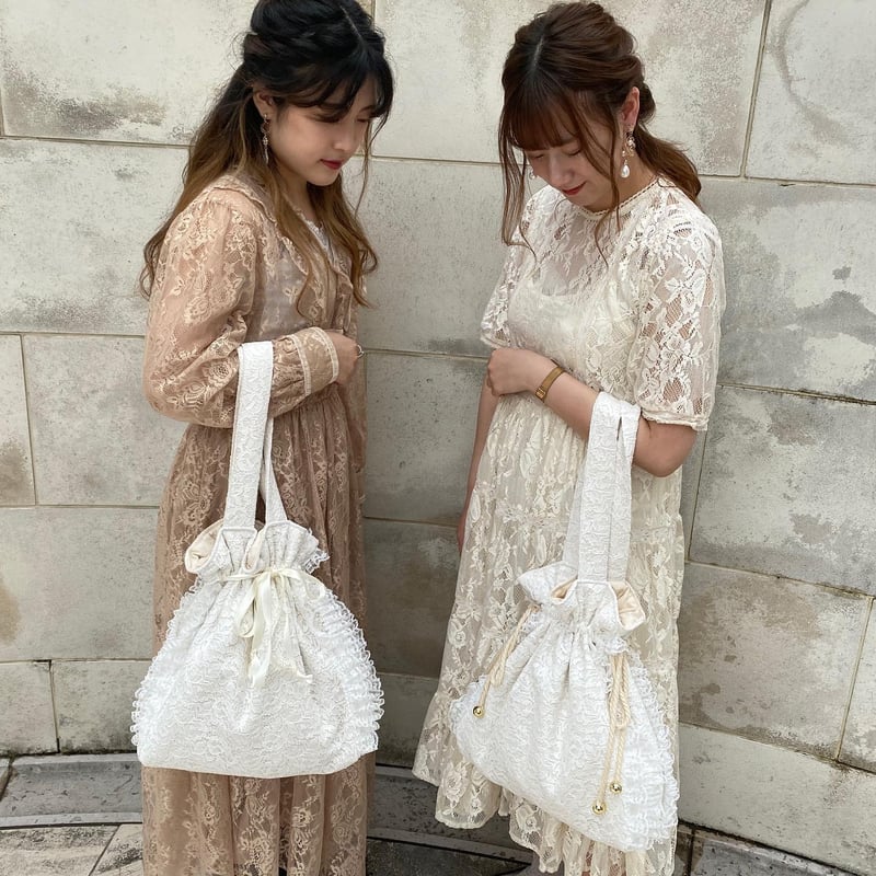 Lace drawstring tote bag | Chape.