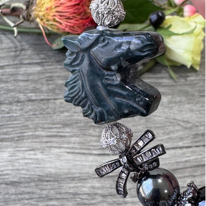 黒馬が導く安らぎと前進のブレスレット》 オーシャンジャスパー（馬