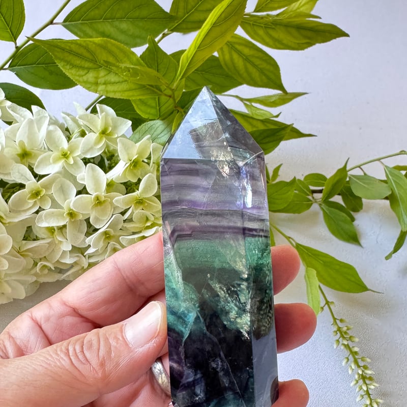 フローライトタワー 天然石 ブルーグリーンフローライトタワー②