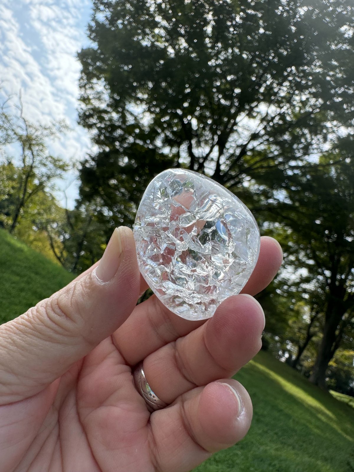 大粒】天然石 パワーストーン クリスタル 329g 虹入り クラッククォーツ