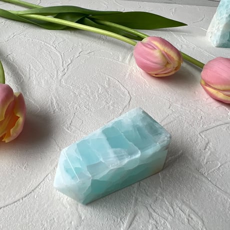 高品質　ブルー　カリビアンカルサイト　プレート　スラブ　スライス カリビアンブルーカルサイト タワー91◇ Caribbian Blue Calcite