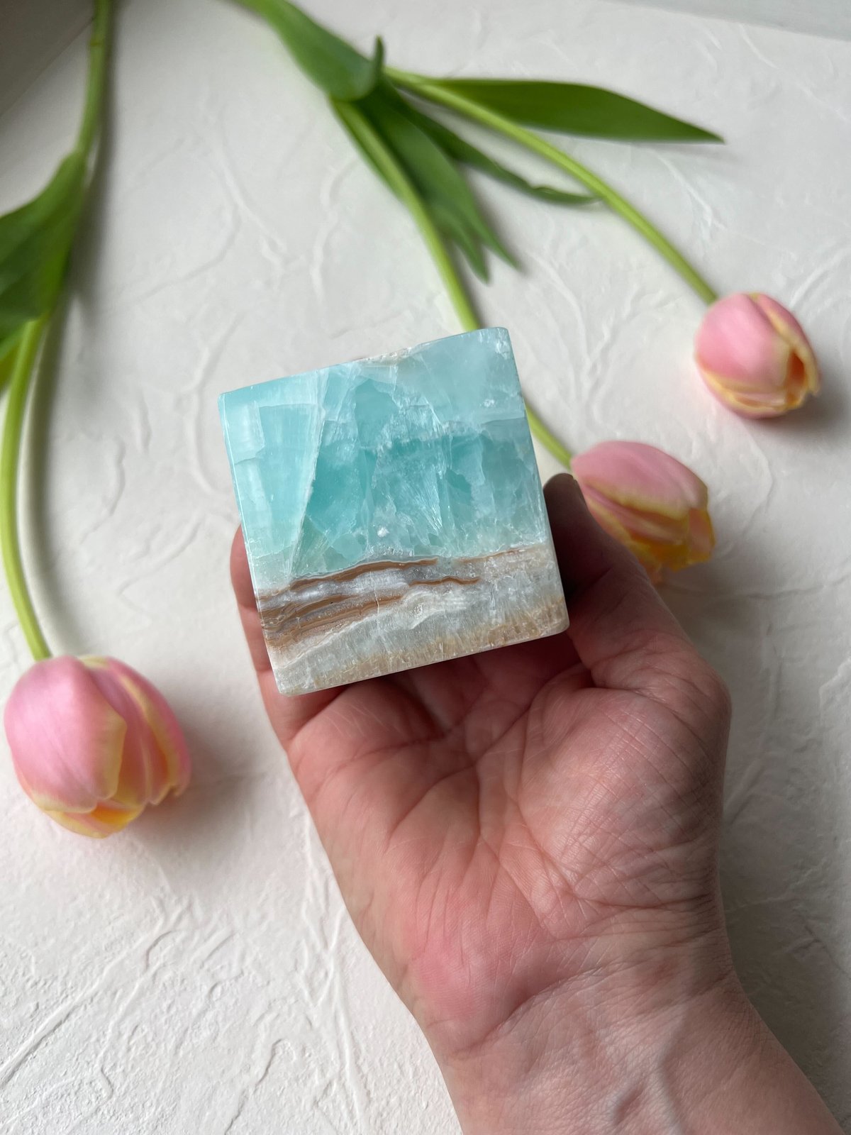 カリビアンブルーカルサイト　キューブ　スクエア　天然石　ヒーリングストーン カリビアンブルーカルサイト キューブ ① | Studio Kururi