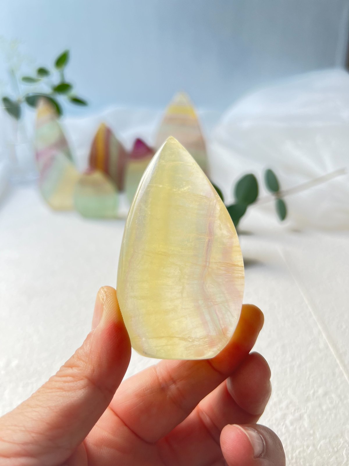 イエロー フローライト　きのこ　3点セット　マッシュルーム　キャンディ 黄色多めのキャンディーフローライト | Studio Kururi