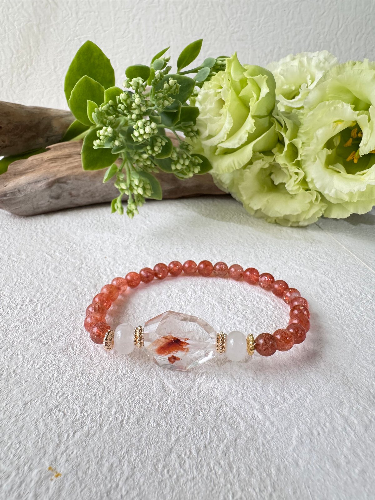 ❤️‍🔥《やさしく灯る炎──ファイヤークォーツ×ミルキー水晶×サン