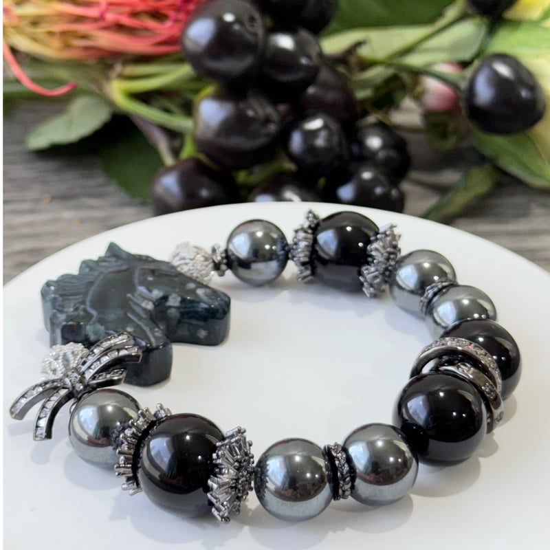 黒馬が導く安らぎと前進のブレスレット》 オーシャンジャスパー（馬