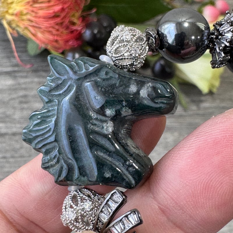 黒馬が導く安らぎと前進のブレスレット》 オーシャンジャスパー（馬