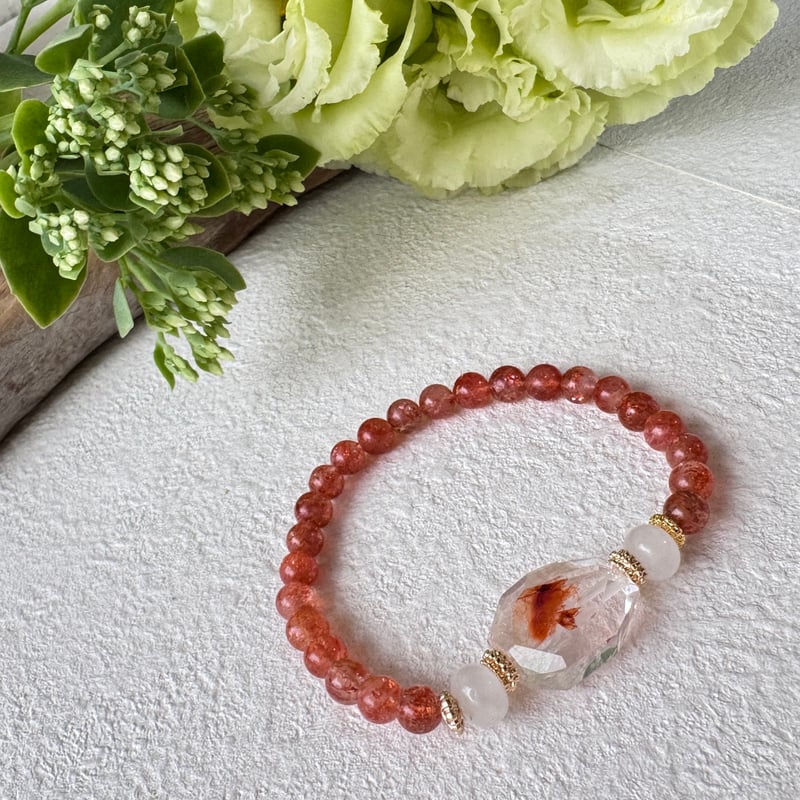 ❤️‍🔥《やさしく灯る炎──ファイヤークォーツ×ミルキー水晶×サン