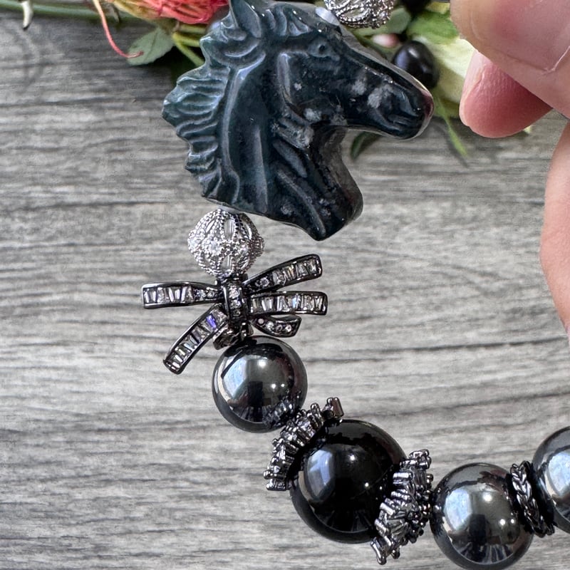 黒馬が導く安らぎと前進のブレスレット》 オーシャンジャスパー（馬