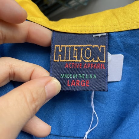 HILTON ボーリングシャツ　水色×黄色