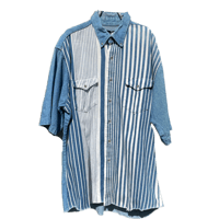 Wrangler 半袖デニムストライプシャツ