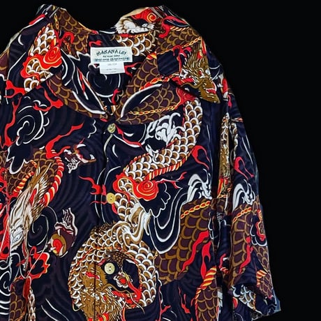 MAKANA LEI 龍総柄アロハシャツ　新品