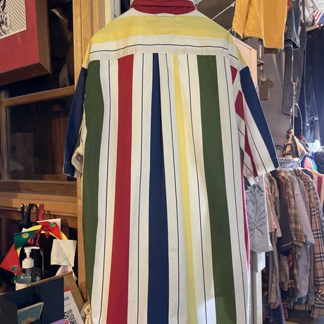 90s TOMMY HILFIGER マルチストライプシャツ2