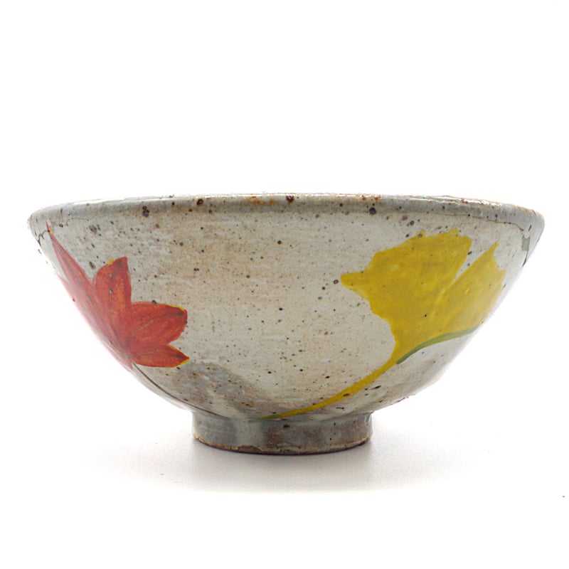 紅葉×イチョウ柄茶碗・陶器の花川焼 | 羽島商店