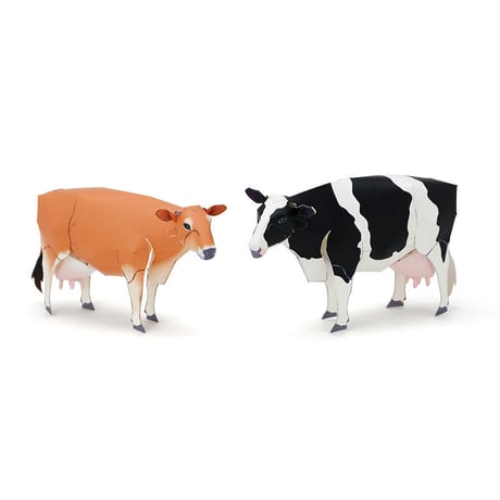 乳牛（ホルスタイン種・ジャージー種） ：Cow（Holstein Cow / Jersey Cow）（紙工作キット）