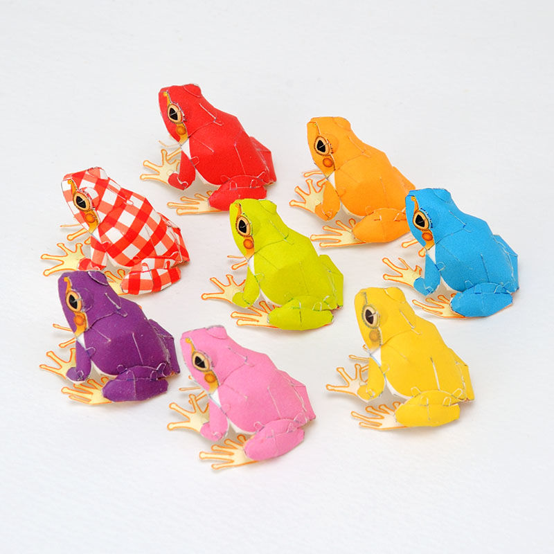 あまがえる（8体入りちびシート）：Japanese Tree Frog（紙工作キット