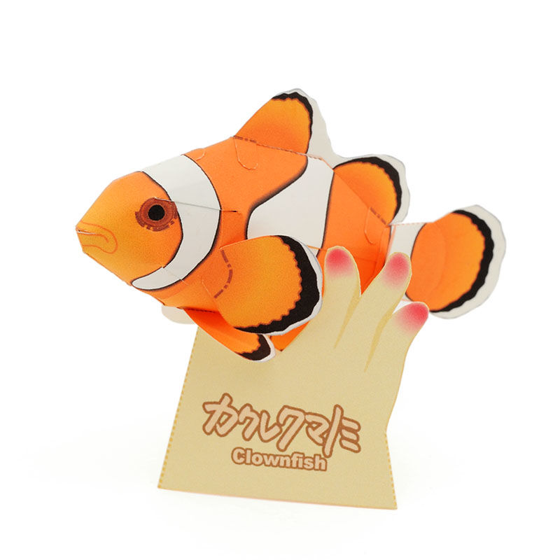 クマノミの立体オブジェ 「クマノミ親子」 作takuma 現代アート カクレクマノミ（2体組） ：Clownfish（紙工作キット） | KeiCraft Onli