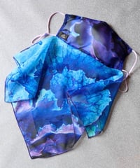 グラデーションシフォンマスク(ネックカバー付き)  blue〜purple