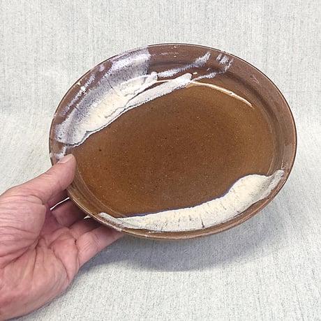 7寸皿　リム　小岱釉　ワラ白打掛　1