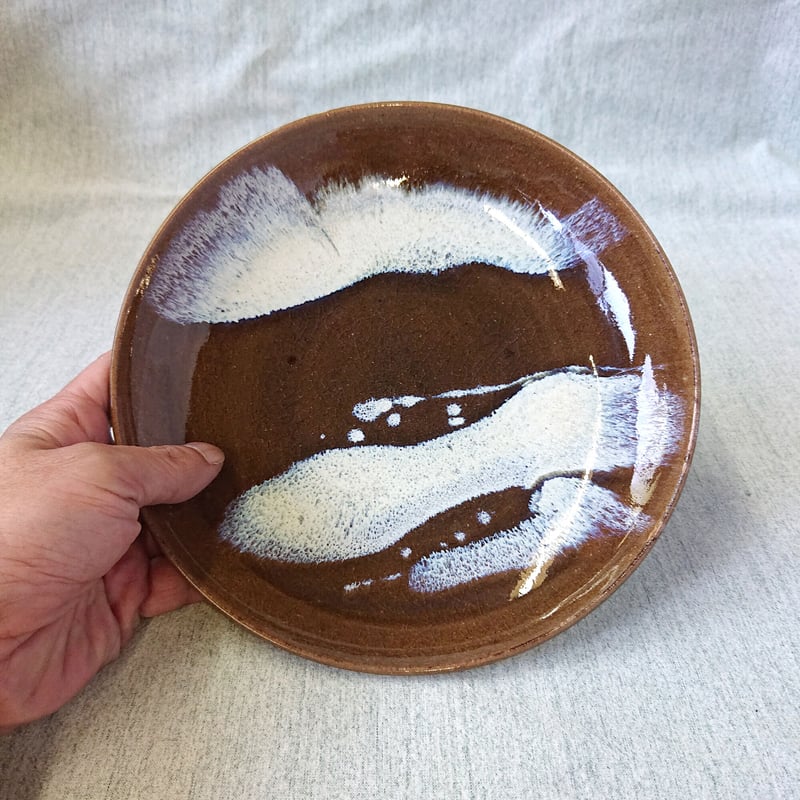 7寸皿 小岱ワラ白打掛け ノーマル形 | 小岱焼 末安窯 〜ONLINE SHOP 〜