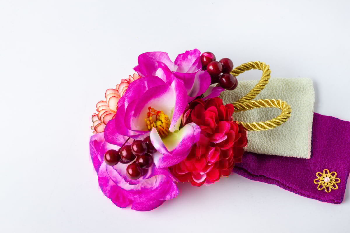 HA-0321 成人式 卒業式 お花 髪飾り 和風オリジナル髪飾り 紫
