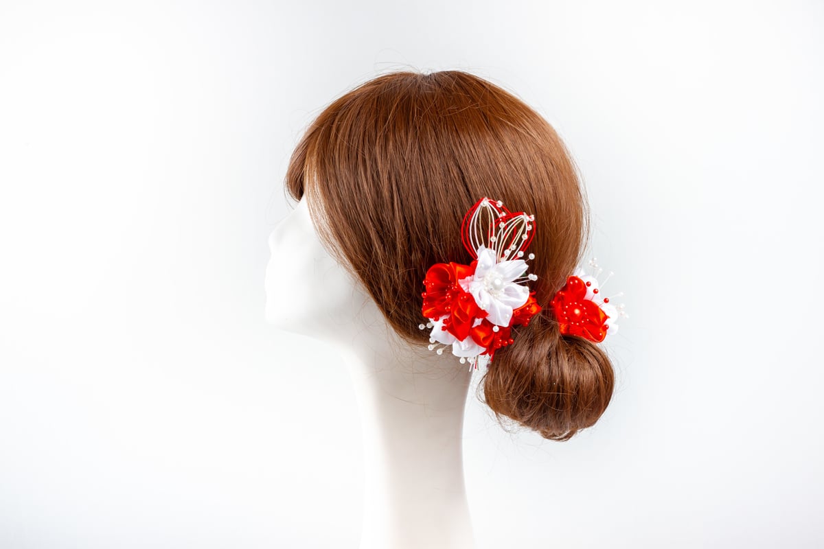 成人式・卒業式　髪飾り 楽天市場】髪飾り 成人式 つまみ髪飾り Uピン 13点セット