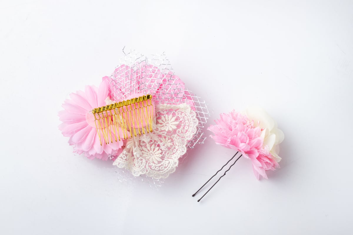 HA-0156 成人式 卒業式 お花 髪飾り 和風オリジナル髪飾り ピンク
