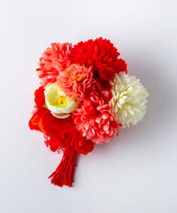HA-0275 成人式 卒業式 お花 髪飾り 和風オリジナル髪飾り 赤 ベージュ グラデーション フリンジ 日本製