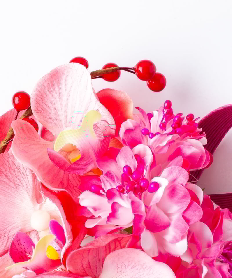 お正月飾り　胡蝶蘭ピンク　白　水引　造花アレンジメント 6種 和花アレンジ 胡蝶蘭 マム アーティフィシャルフラワー