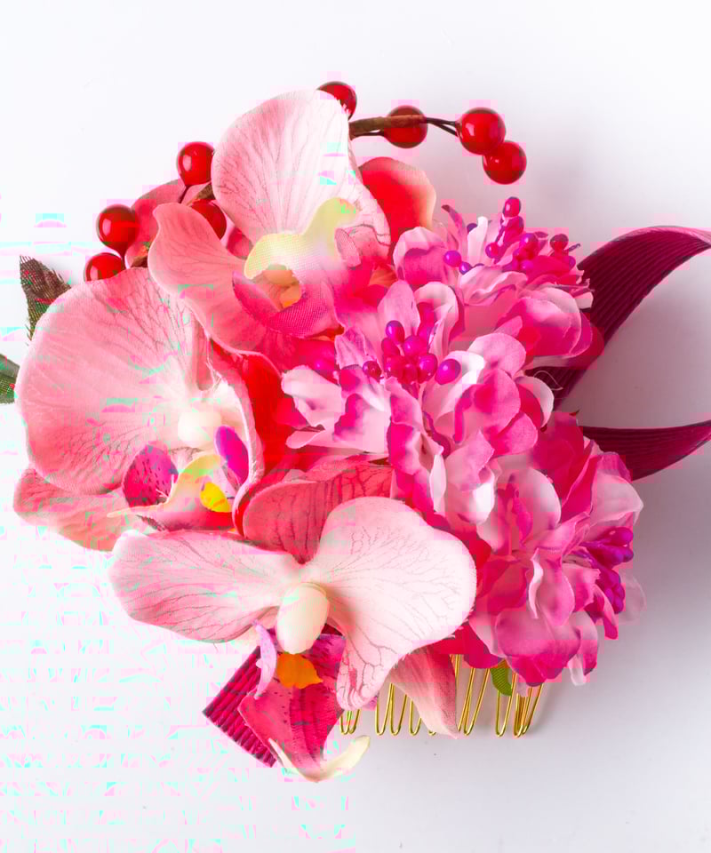 HA-0405 成人式 卒業式 お花 髪飾り 和風オリジナル髪飾り ピンク 胡蝶