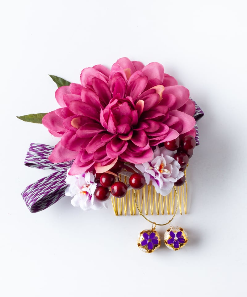 新作☆レジンヘアゴム 大人の髪飾り 八重グラデーション 葡萄ステンド