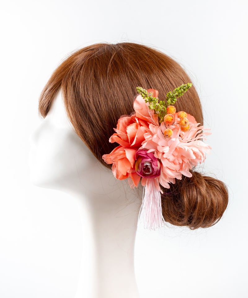 HA-0225 成人式 卒業式 お花 髪飾り 和風オリジナル髪飾り ピンク  
