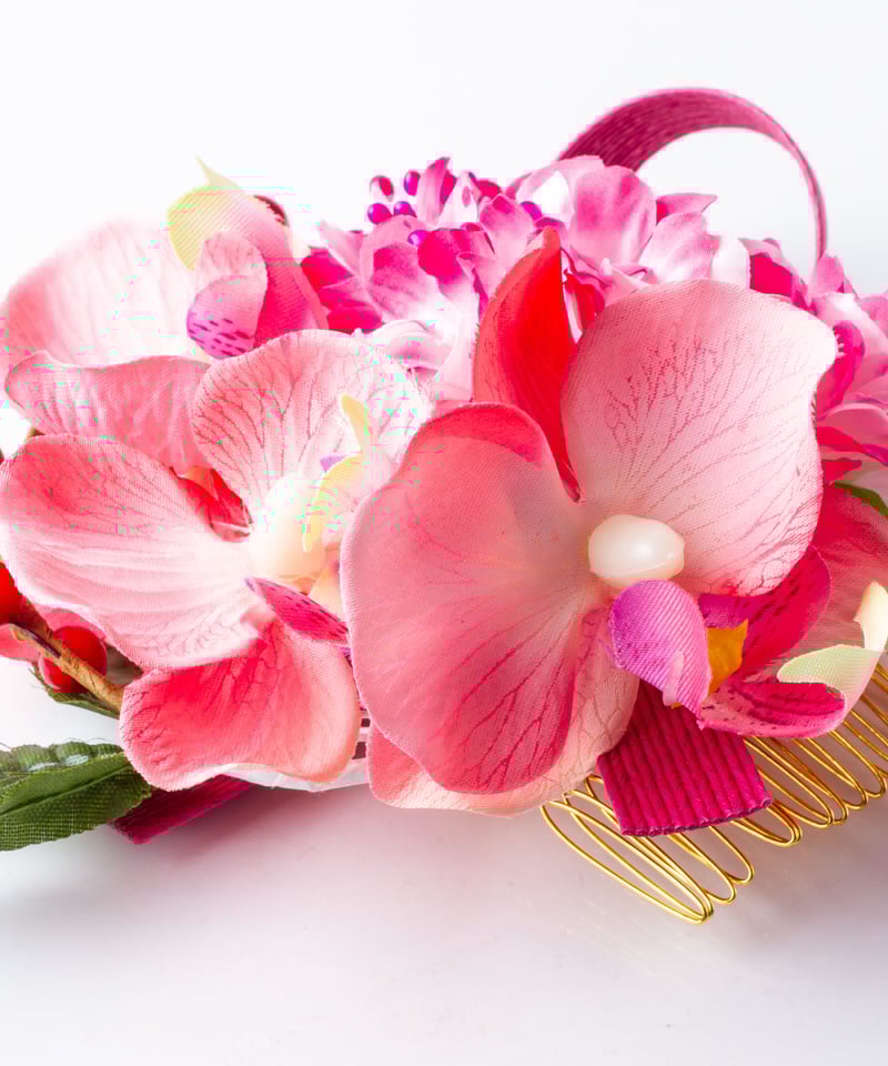 HA-0405 成人式 卒業式 お花 髪飾り 和風オリジナル髪飾り ピンク 胡蝶