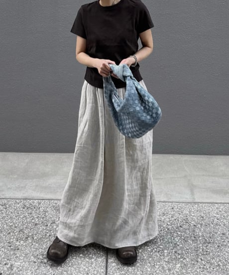 linen shirt&long skirt relax setup