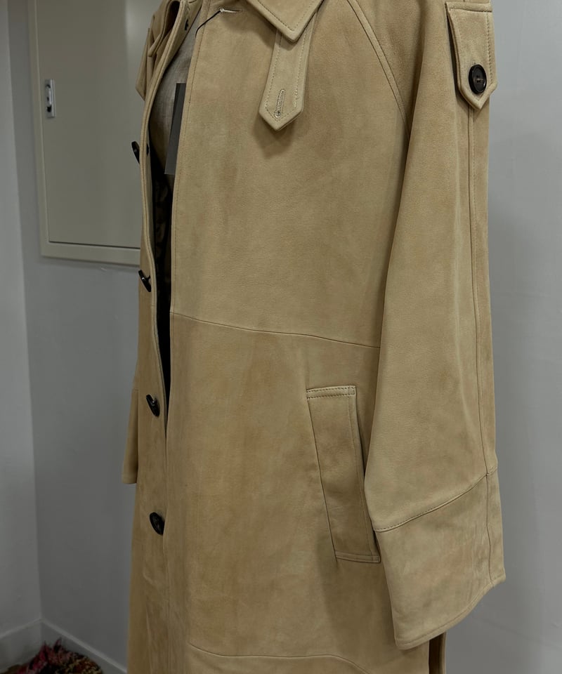 suede leather long coat | ok.soon