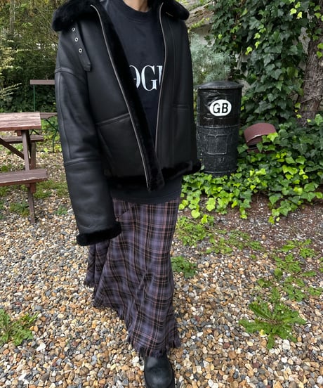 tartan check long skirt
