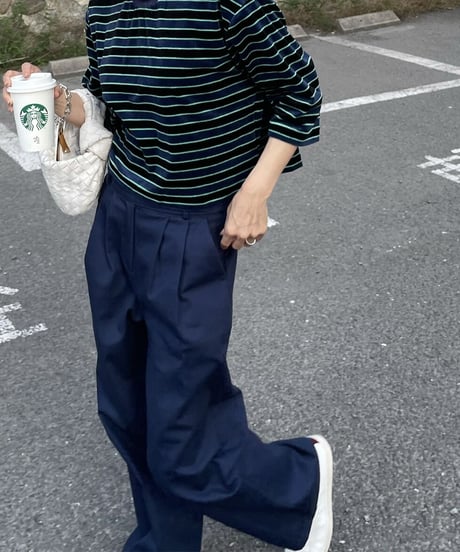 wide tuck pants (navy)