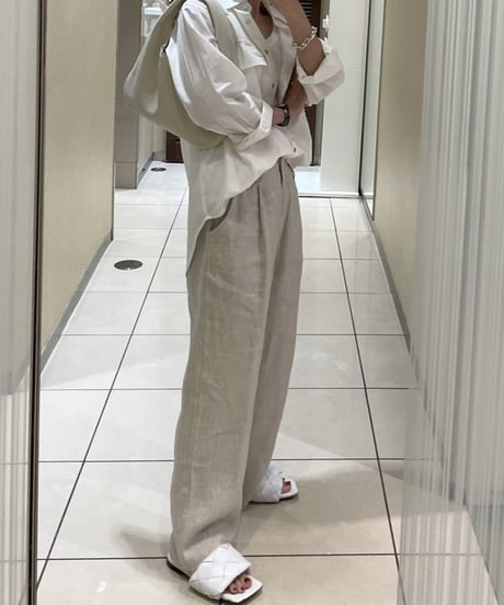 linen herringbone pants ecru