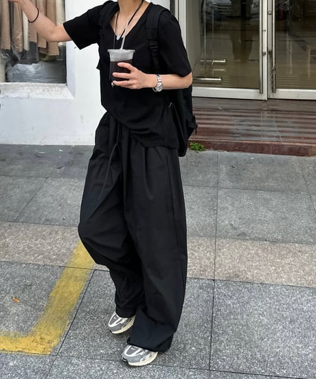 day half sleeve t&day nylon wide pants