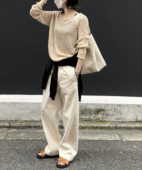 linen mesh knit(black,beige)