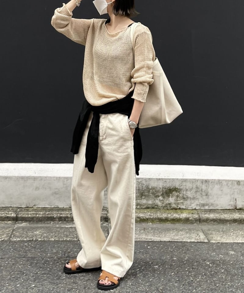 ニット/セーター ok.soon  linen mesh knit linen mesh knit(black,beige) | ok.soon
