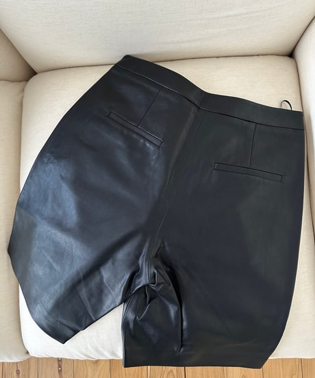 faux-leather half shorts