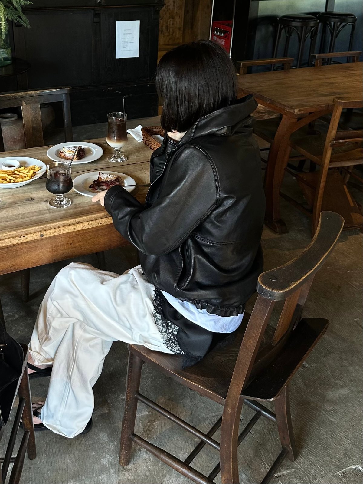 hooded leather blouson(black) | ok.soon