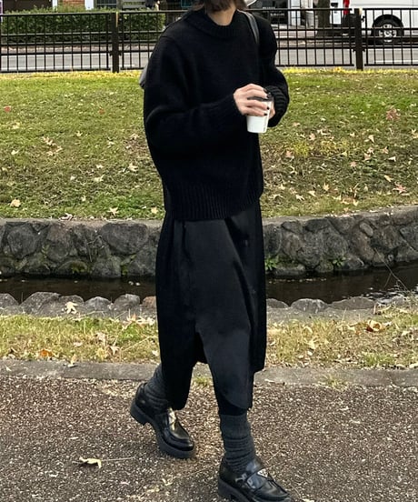 crew neck knit(black/gray)