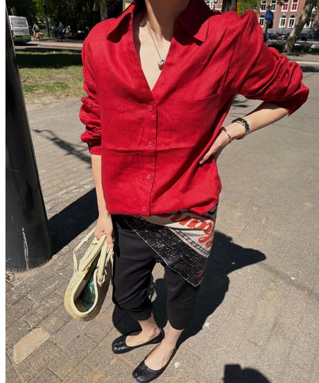 linen shirt red