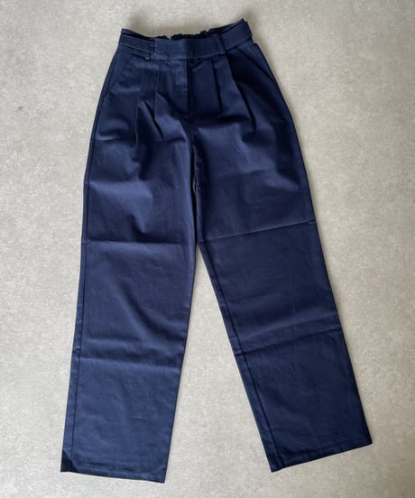 wide tuck pants (navy)
